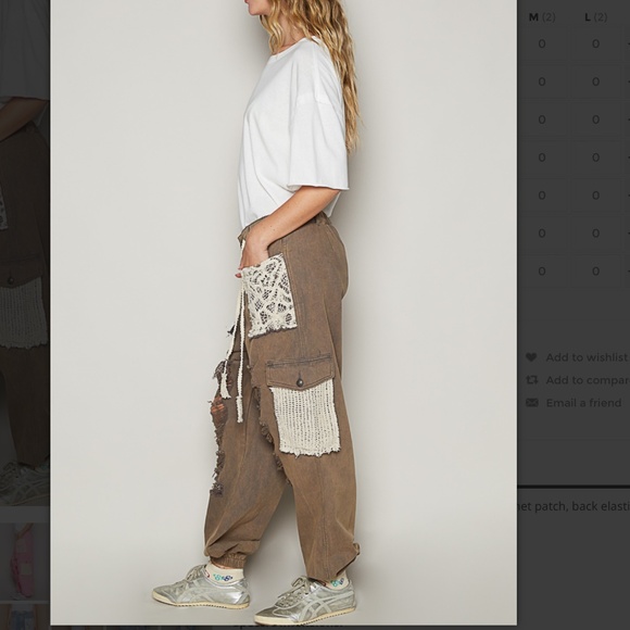 NEW POL Distressed Brown Gray Joggers with Lace Accents! - Picture 6 of 8